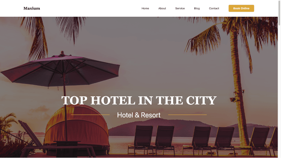 Screenshot of Maxium Hotel project
